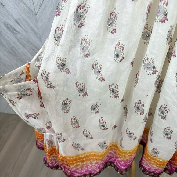 Juliet Dunn Dress Silk V Neck Mini Sequin Hand Embroidered Free Size Sleeveless - Picture 3 of 9